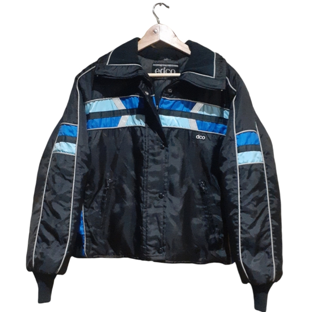 Vintage Edco Men's Snowmobile Jacket Black Blue Size Large